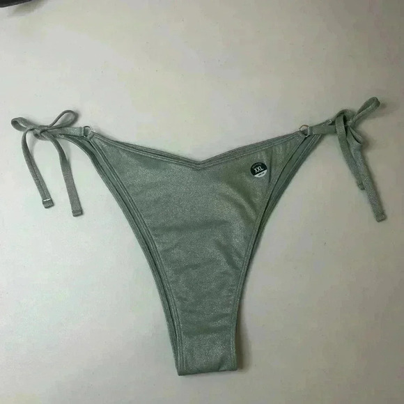 Hollister Ruched Shimmer Side Tie V-cut Bottoms XXL NWT - Picture 1 of 6